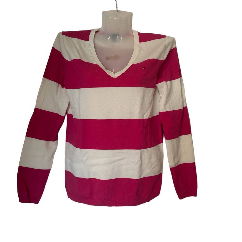 Tommy Hilfiger pink & white striped sweater - like new condition